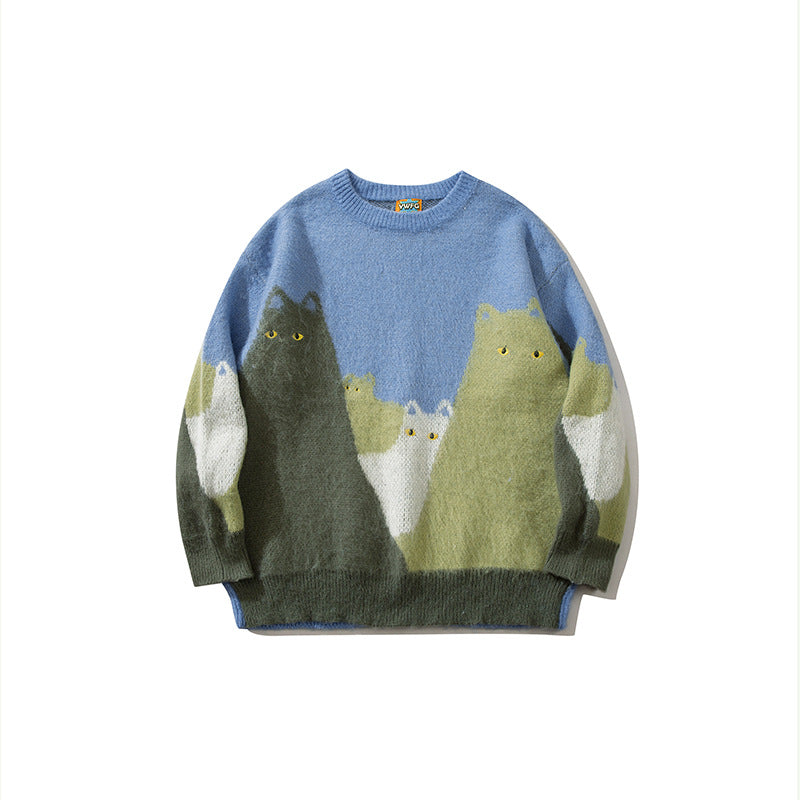 The Midnight Whiskers Jacquard Cat Sweater