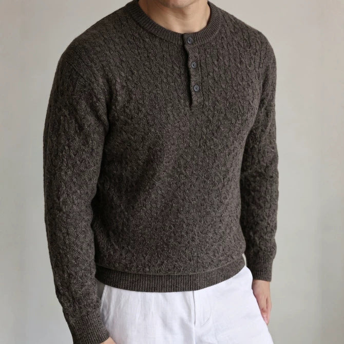 The Autumn Bloom Henley Knit Sweater