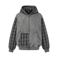 The Ash Grid Washed Distressed Hooded Jacket