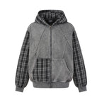 The Ash Grid Washed Distressed Hooded Jacket
