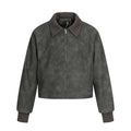 The Graphite Flip Collar Faux Leather Jacket
