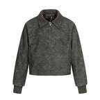 The Graphite Flip Collar Faux Leather Jacket