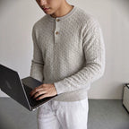 The Autumn Bloom Henley Knit Sweater