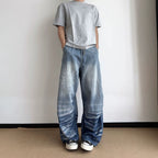 The Ocean Script Embroidered Loose Fit Jeans