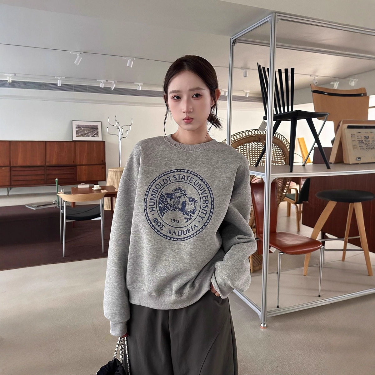 The Inkwell Letter Print Crewneck Sweatshirt