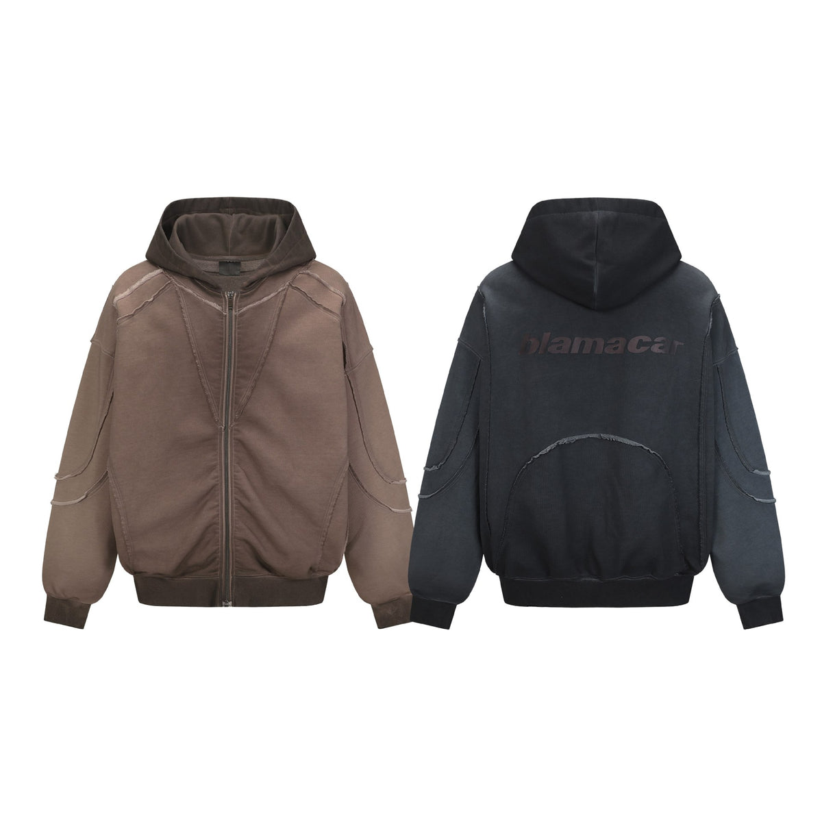 Raw Edge Deconstructed Zip Hoodie
