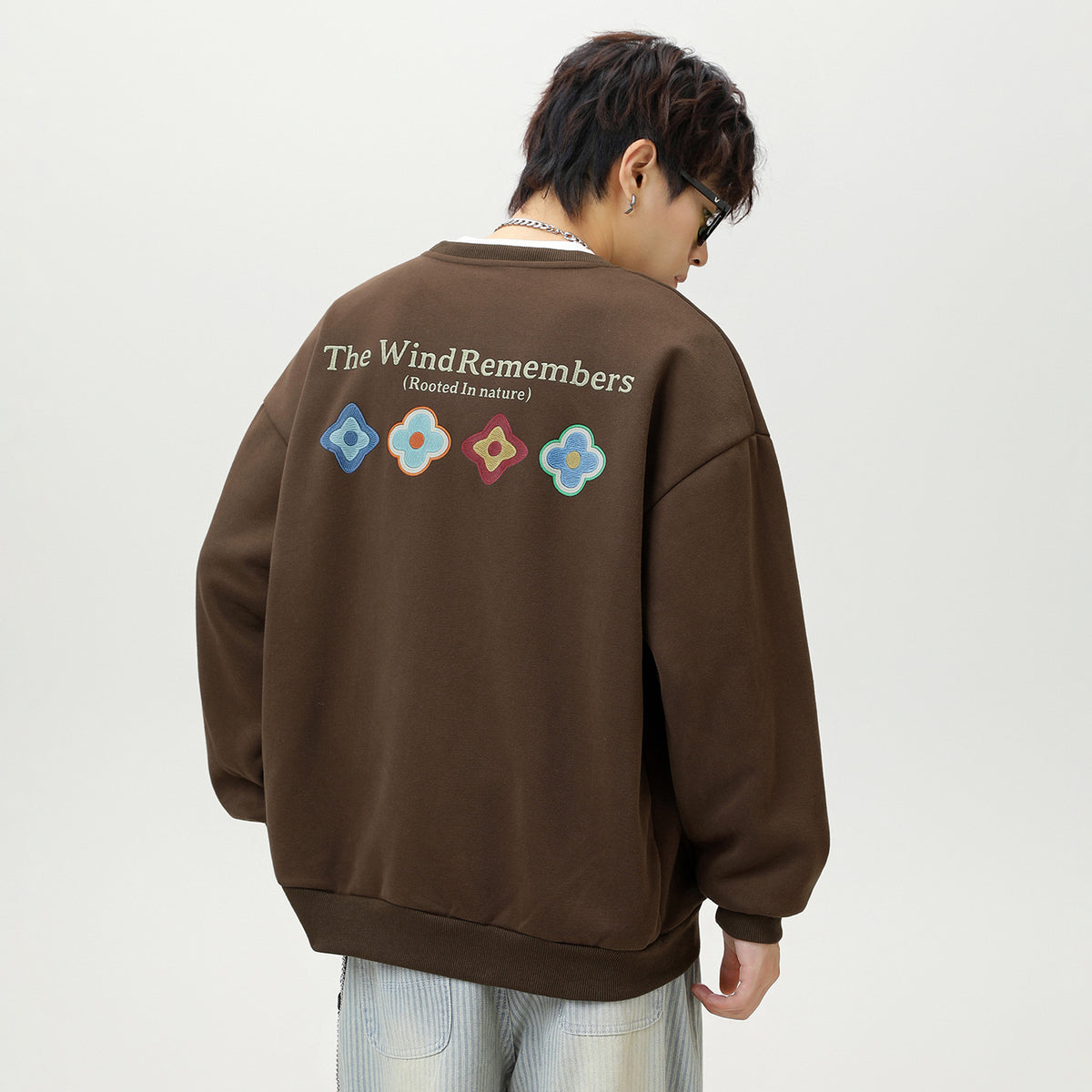 The Umber Outline Printed Crewneck Sweatshirt