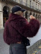 The Crimson Suede Faux Fur Jacket