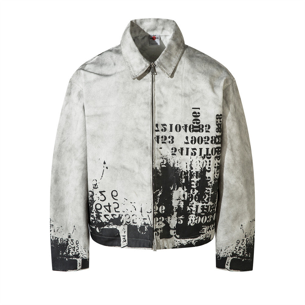 The Ivory Wash Distressed Flip Collar Jacket