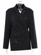 The Noir Rhinestone Notched Blazer