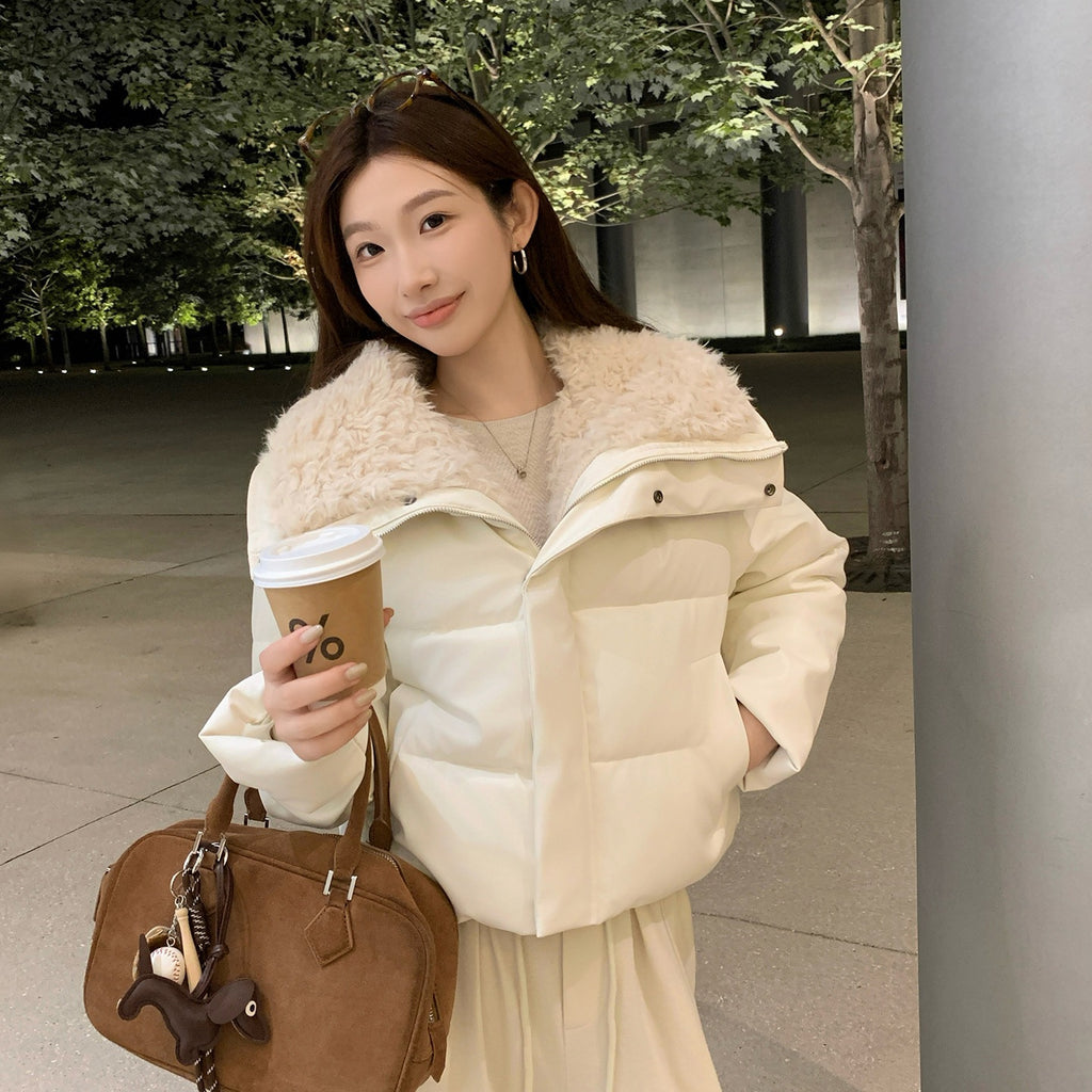 The Lumen Shine Lapel Padded Jacket