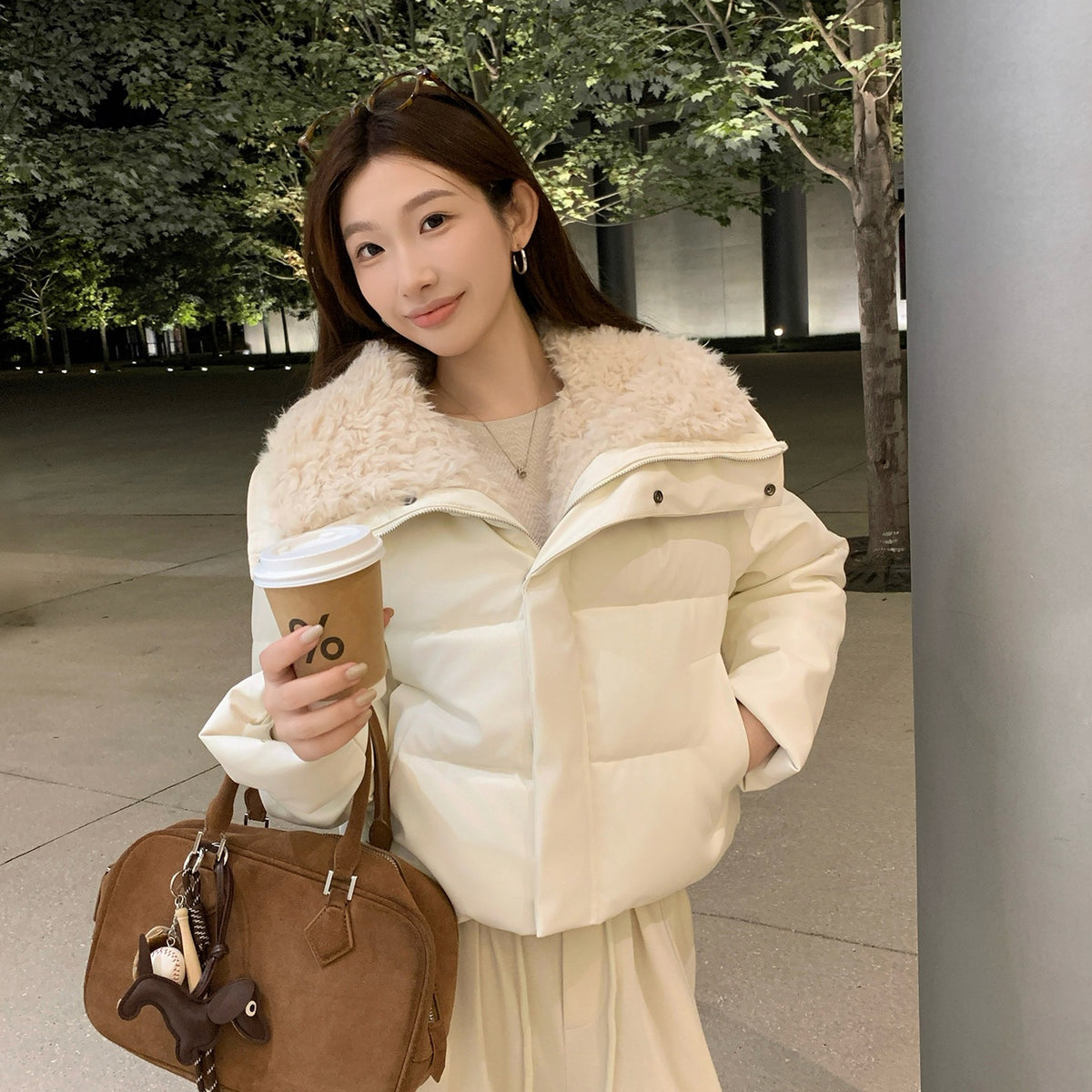 The Lumen Shine Lapel Padded Jacket