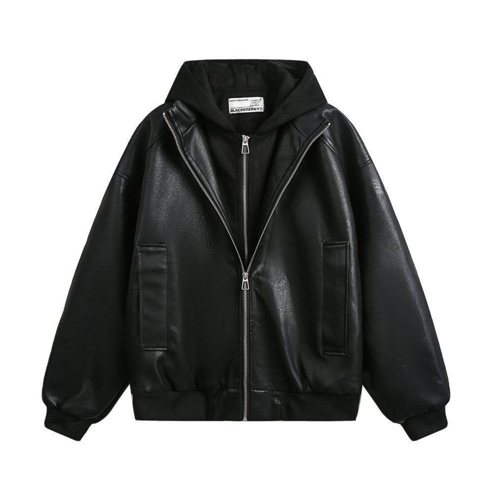 The Obsidian Layer Faux Leather Hooded Jacket