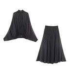 Polka Dot Bow Shirt & Long Skirt Set