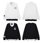 The Pup Patch Faux Two-Piece Polo Sweatshirt