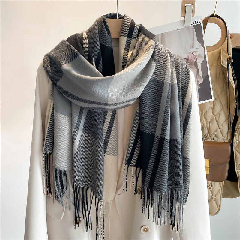 Chic Plaid Fringe Scarf