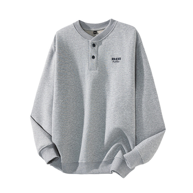 The Sakura Thread Embroidered Henley Sweatshirt