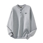 The Sakura Thread Embroidered Henley Sweatshirt