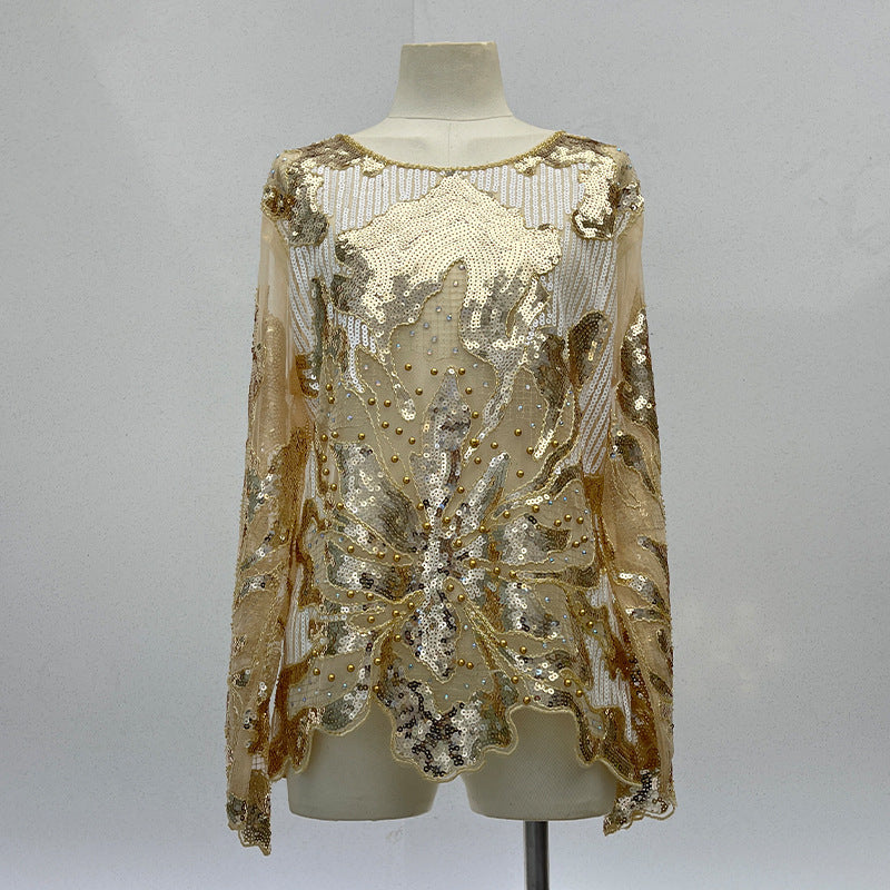 Gothic Punk Sequin Crew Neck Top