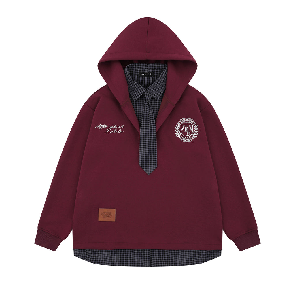 The Burgundy Drift Faux Two-Piece Hoodie