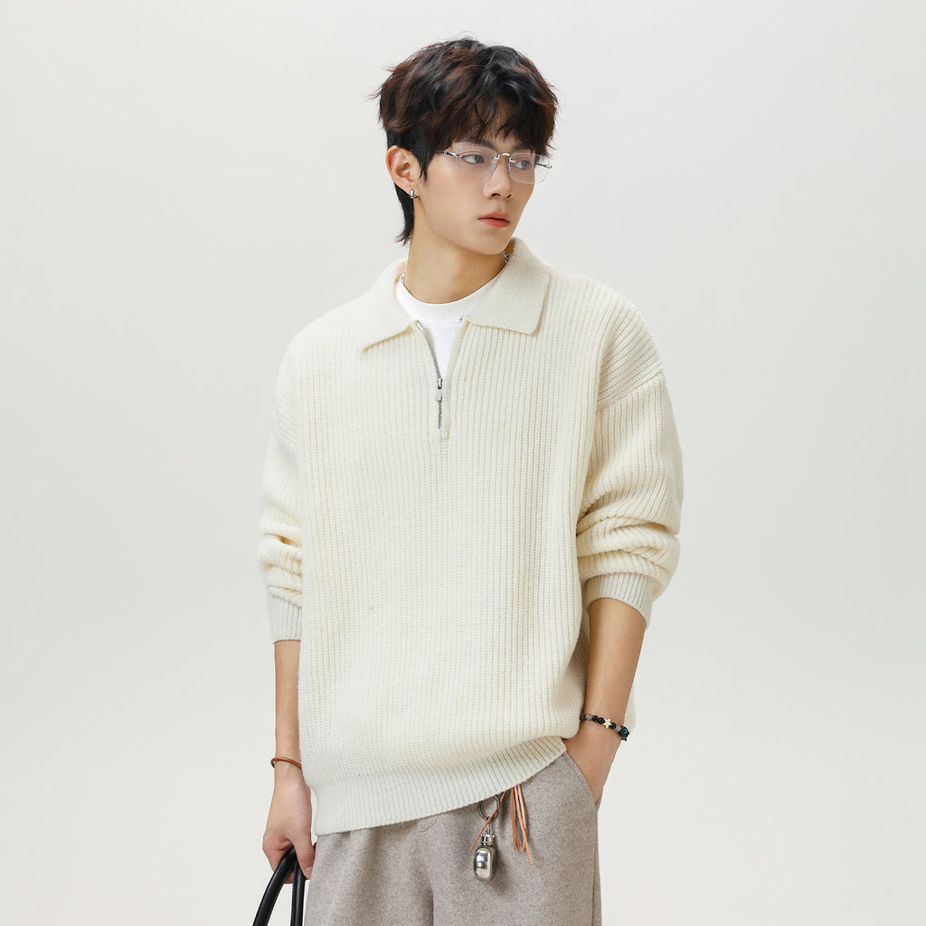 The Starlit Half Zip Lapel Sweater