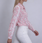 Lace Sleeve Printed Casual Shirt