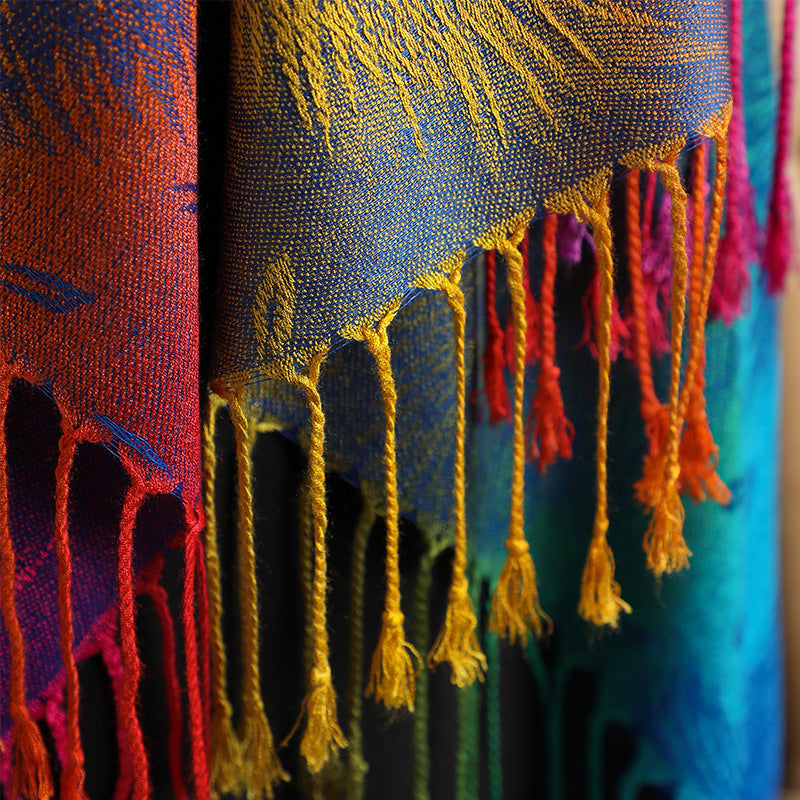 Feather Tassel Long Shawl