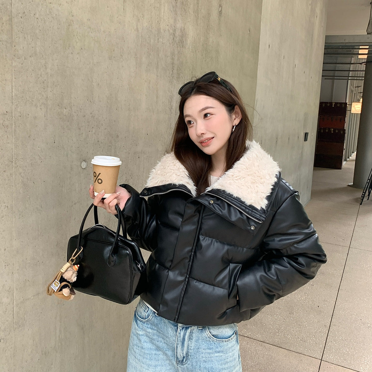 The Lumen Shine Lapel Padded Jacket