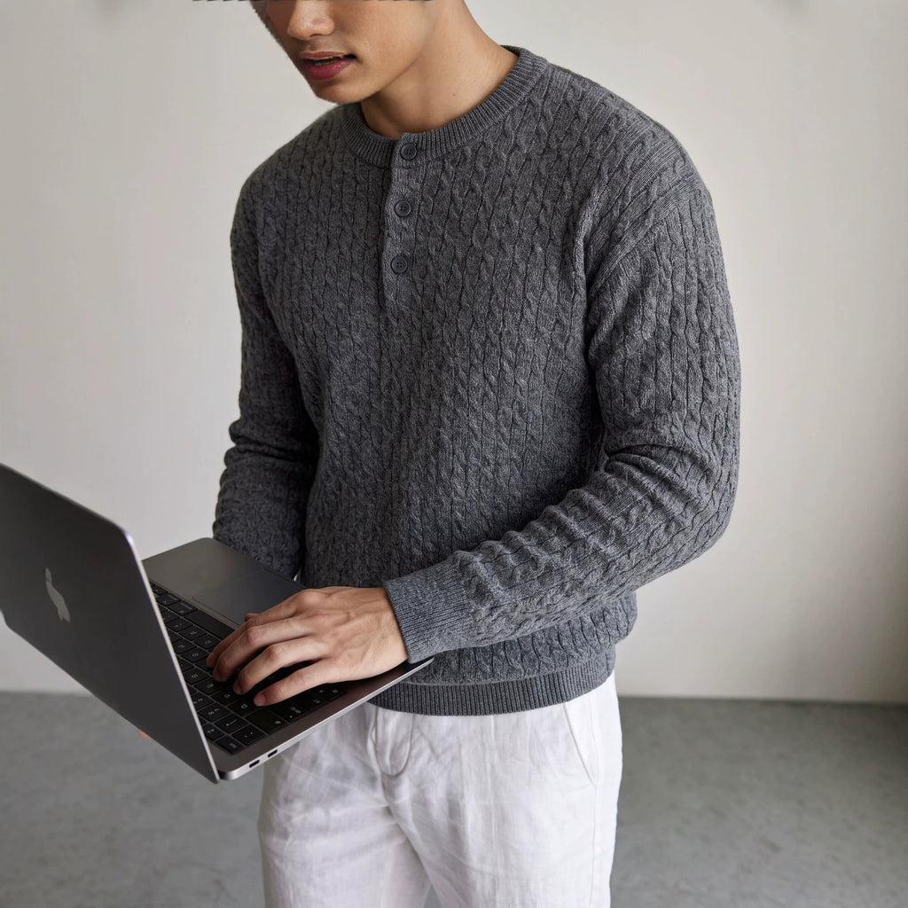 The Autumn Bloom Henley Knit Sweater