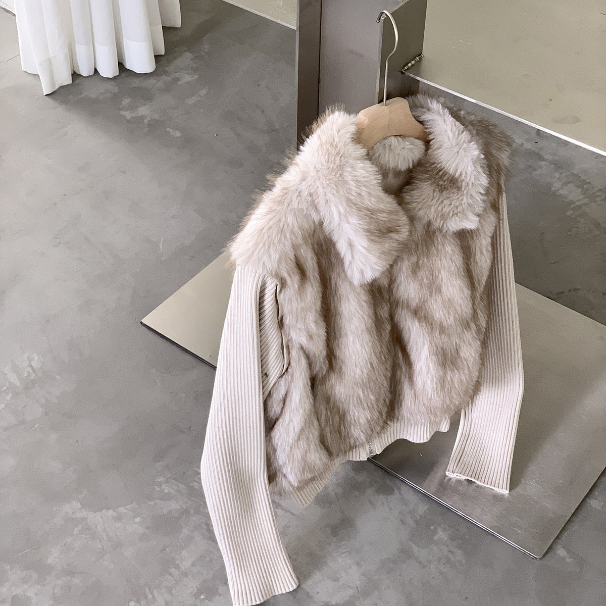 The Cloud Trim Faux Fur Cropped Jacket