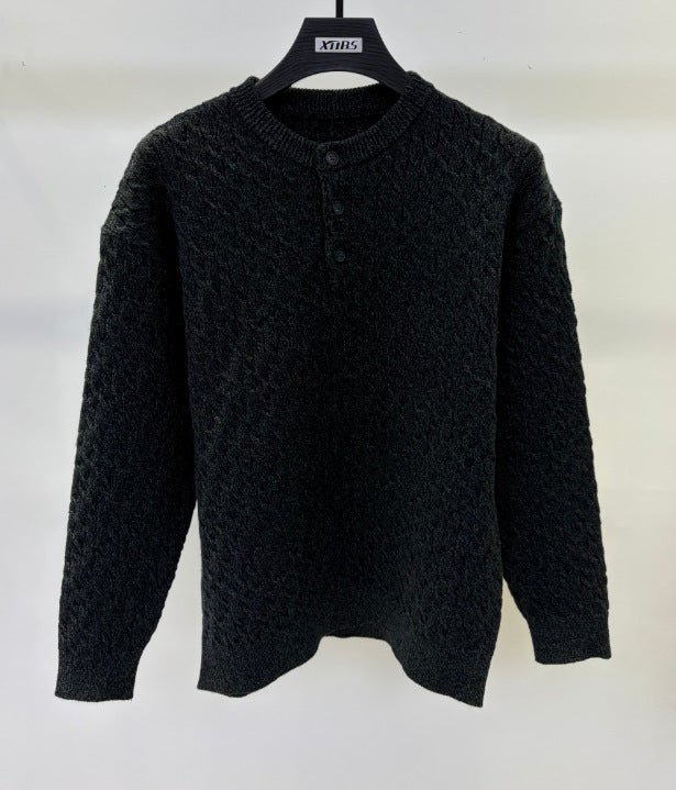 The Autumn Bloom Henley Knit Sweater