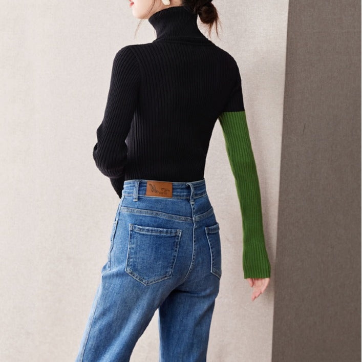 The Noir Dentelle Lace Patchwork Knit Sweater