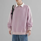 The Stripe Layer Faux Two-Piece Collared Sweatshirt