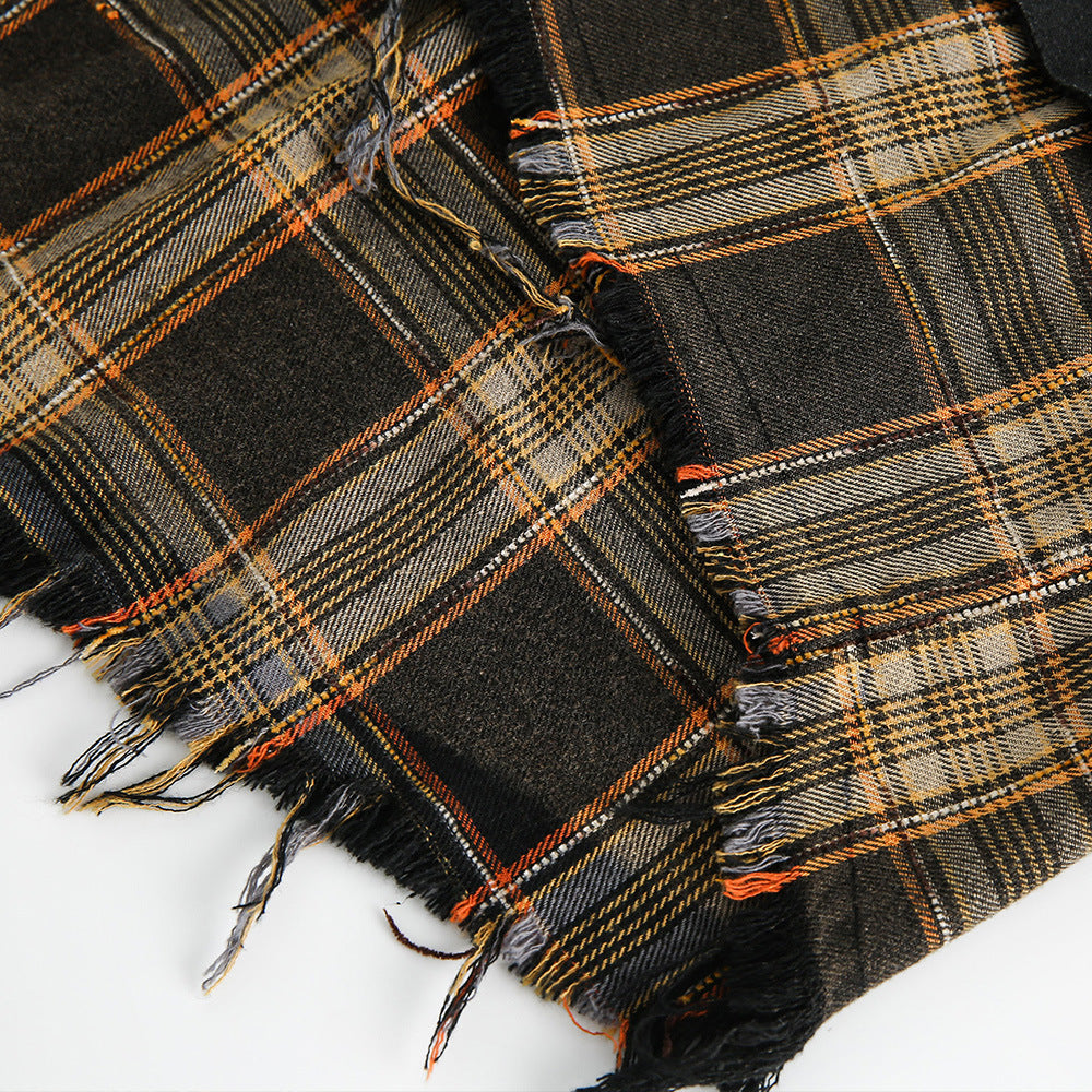 Distressed Plaid Layered Sweatshirt