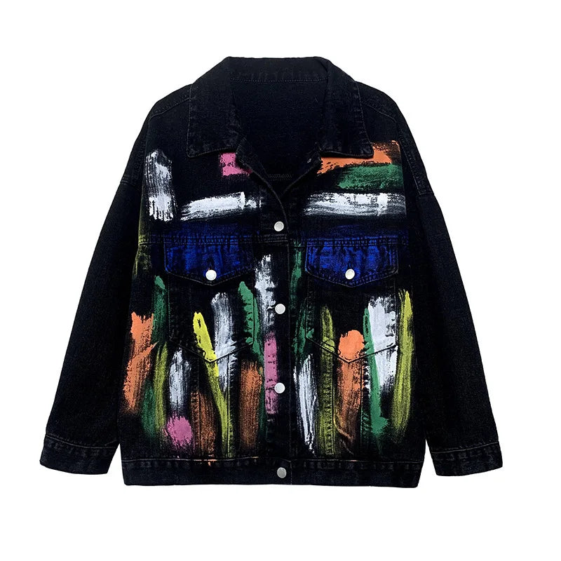 The Midnight Graffiti Hand-Painted Denim Jacket