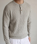 The Autumn Bloom Henley Knit Sweater