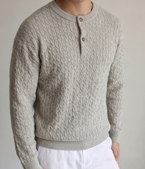 The Autumn Bloom Henley Knit Sweater