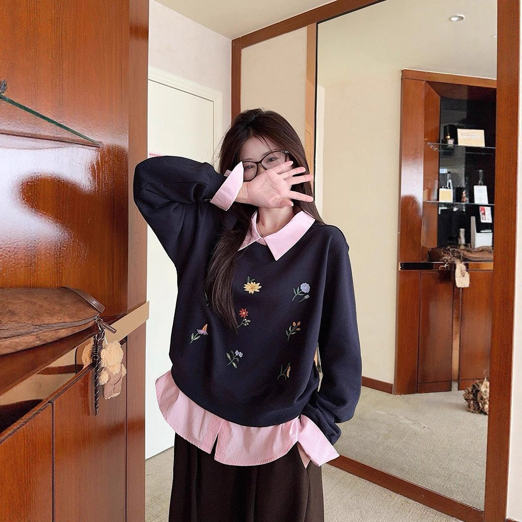 The Midnight Layer Faux Two-Piece Polo Sweatshirt