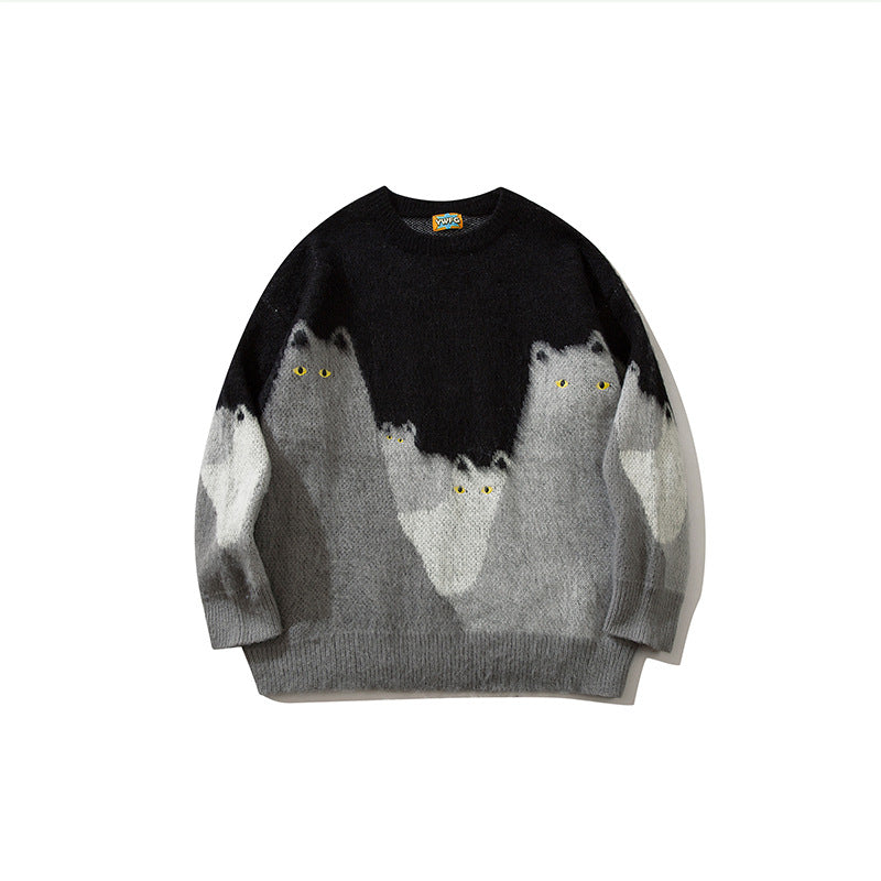 The Midnight Whiskers Jacquard Cat Sweater