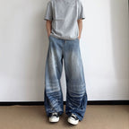 The Ocean Script Embroidered Loose Fit Jeans
