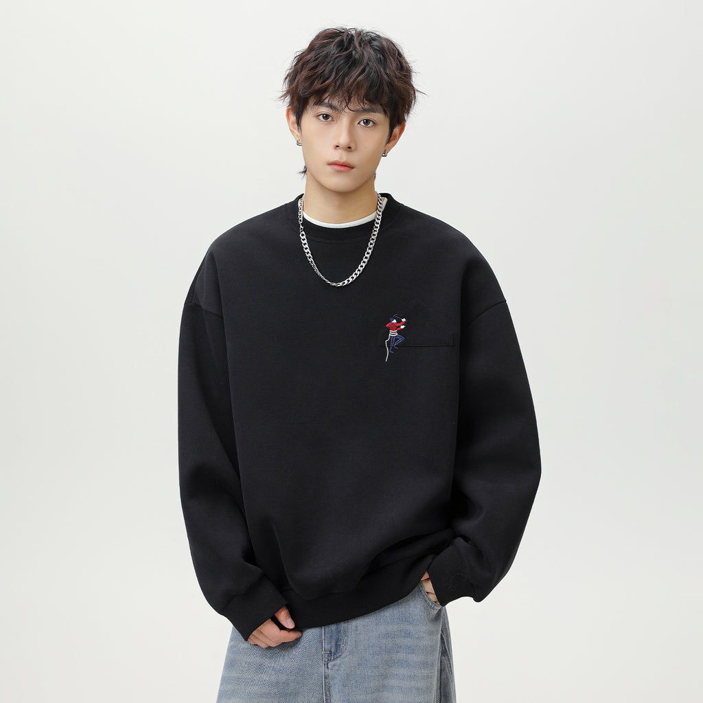 The Quiet Thread Embroidered Round Neck Sweatshirt