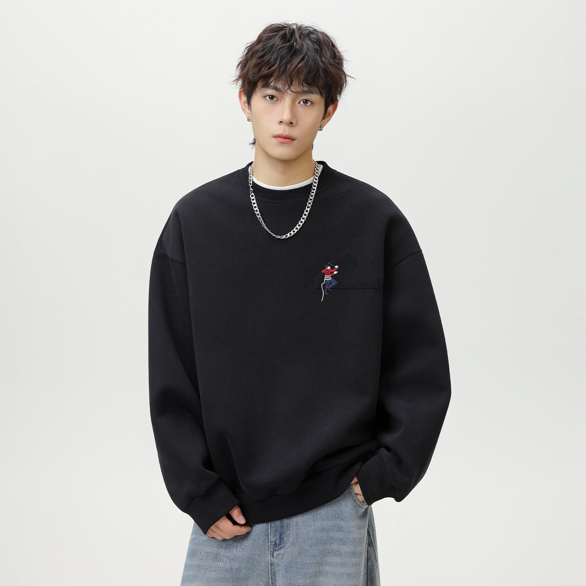 The Quiet Thread Embroidered Round Neck Sweatshirt