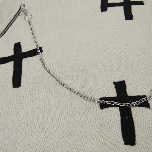 Jacquard Cross Knit Sweater