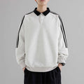 The Stripe Layer Faux Two-Piece Collared Sweatshirt