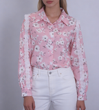 Lace Sleeve Printed Casual Shirt