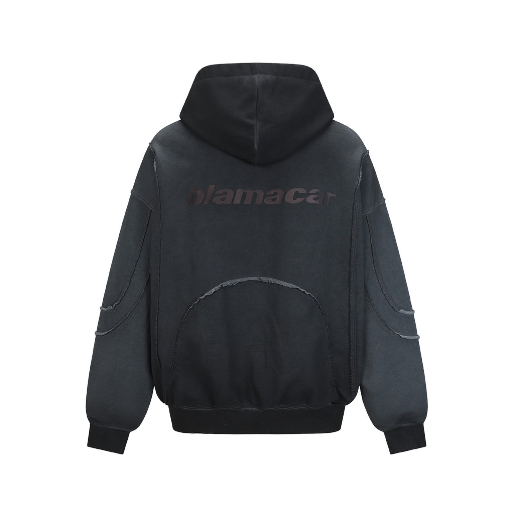 Raw Edge Deconstructed Zip Hoodie
