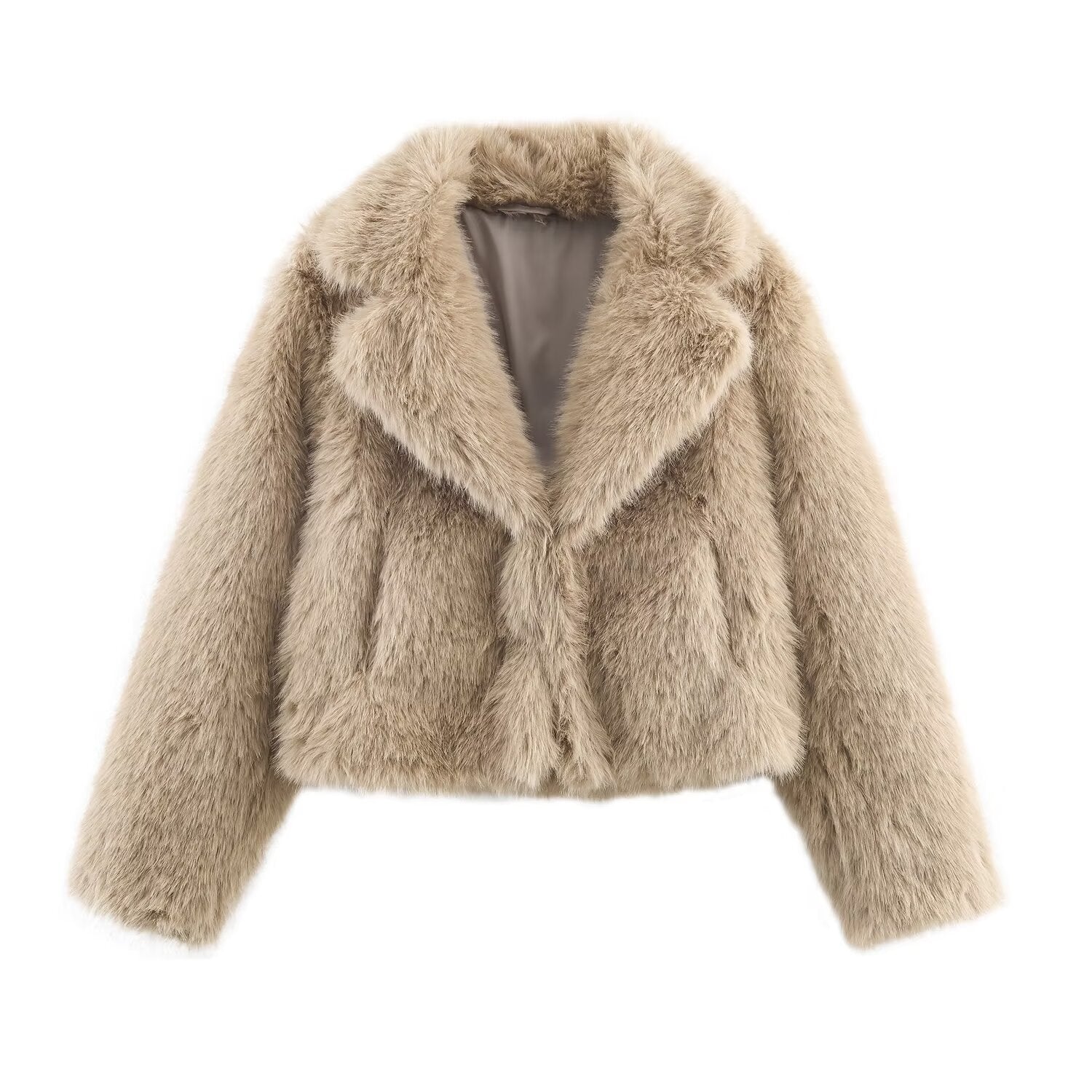 Cozy Turn-Down Collar Fur Jacket