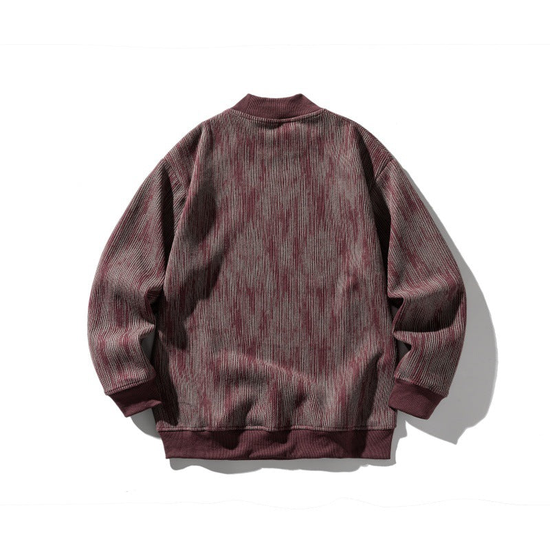 Dyeing Color-blocked Loose Long Sleeve Mock Neck Sweatshirt Men