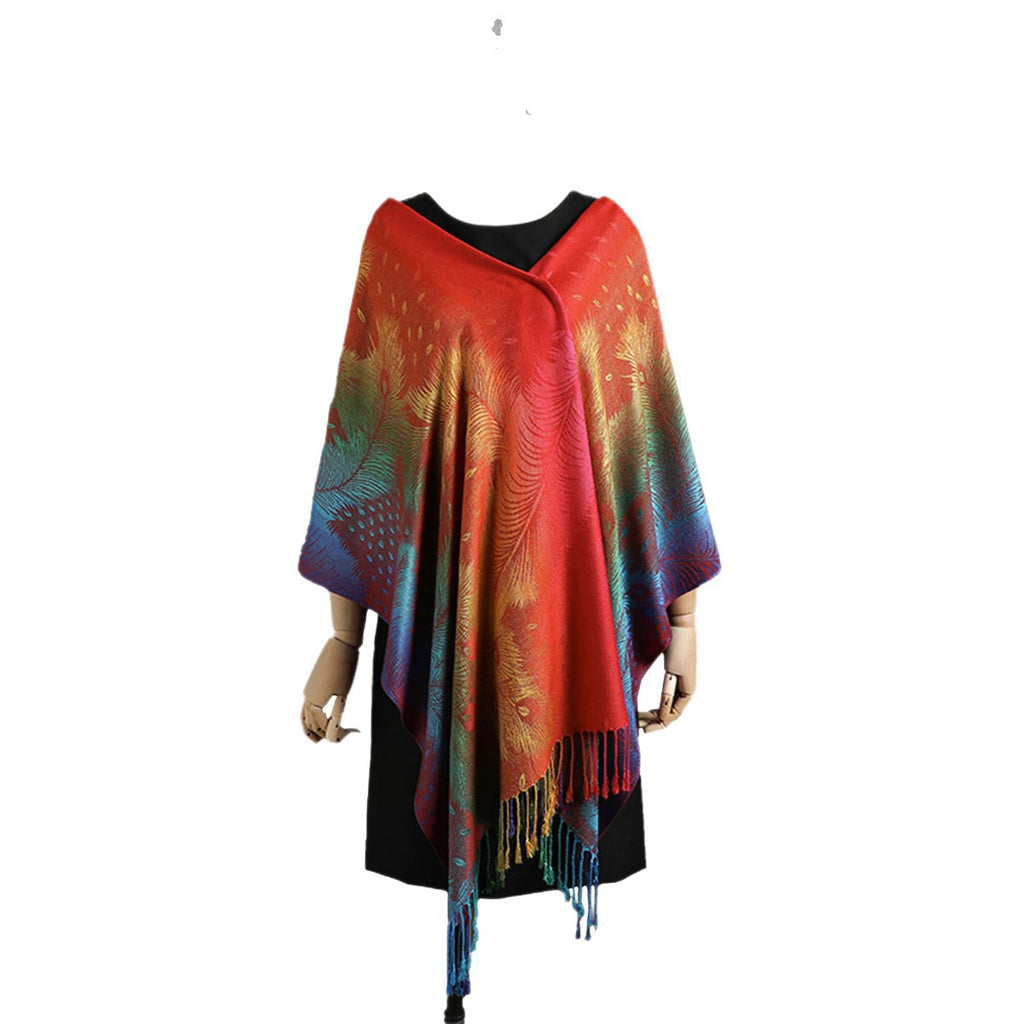 Feather Tassel Long Shawl