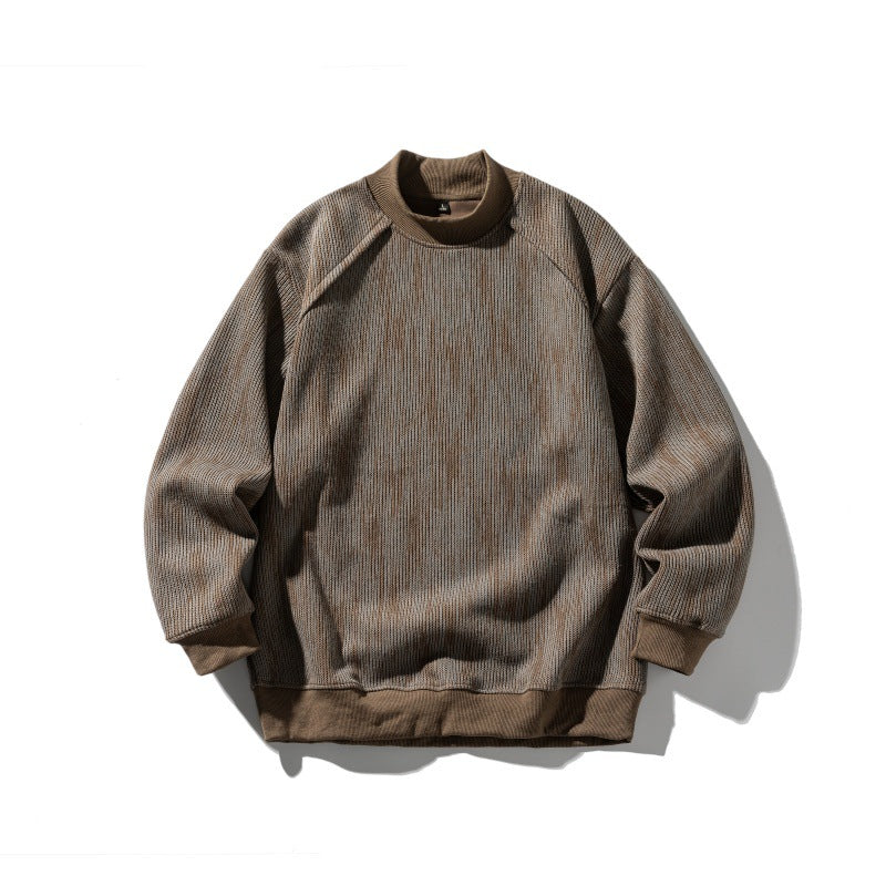 Dyeing Color-blocked Loose Long Sleeve Mock Neck Sweatshirt Men
